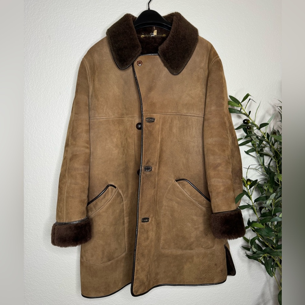 Vintage Real Sheepskin Shearling Jacket Brown Woman's 42/L Western Ranch Winter - Picture 8 of 8